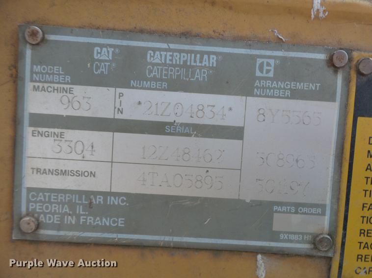 image for item DE3681 1993 Caterpillar 963 track loader