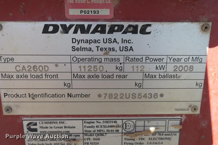image for item DE3696 Dynapac CA260 single drum vibratory roller