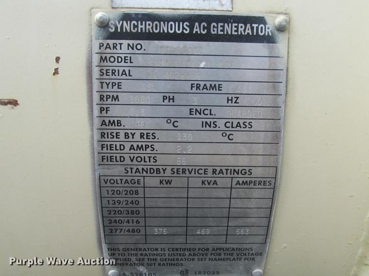 image for item DE3698 Kohler generator