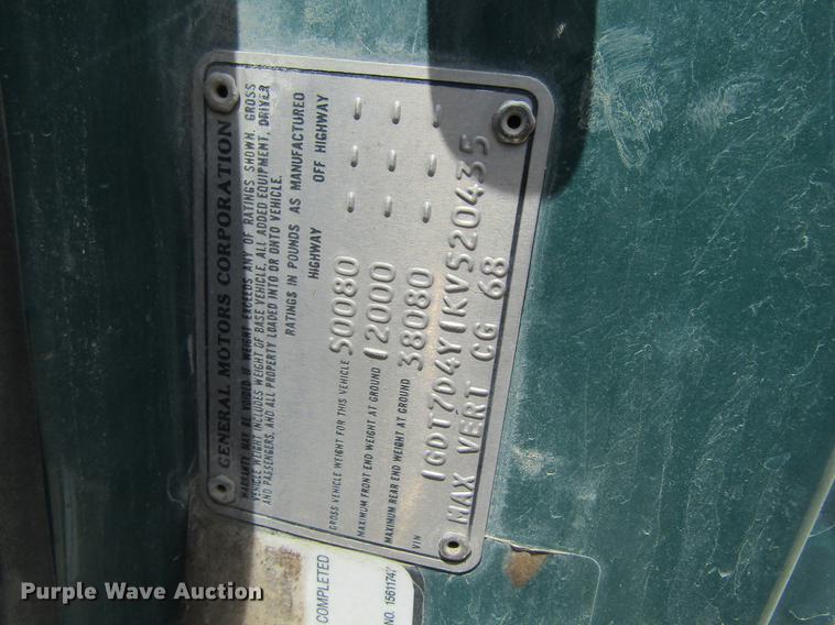 image for item DF3814 1989 GMC C7000 dump truck