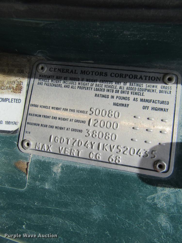 image for item DF3814 1989 GMC C7000 dump truck