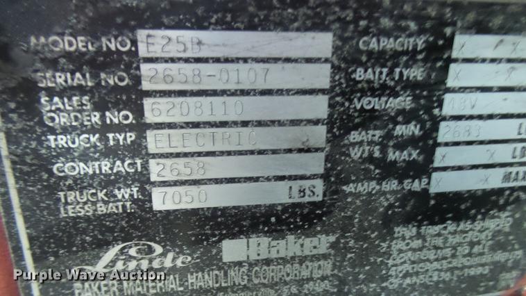 image for item DX9361 1995 Baker E25B forklift