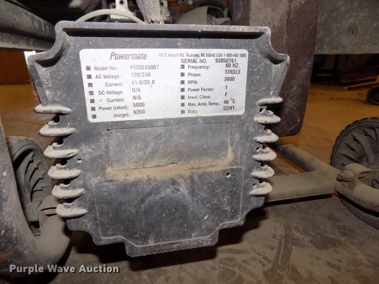 image for item DZ9508 Coleman Powermate 6250 generator
