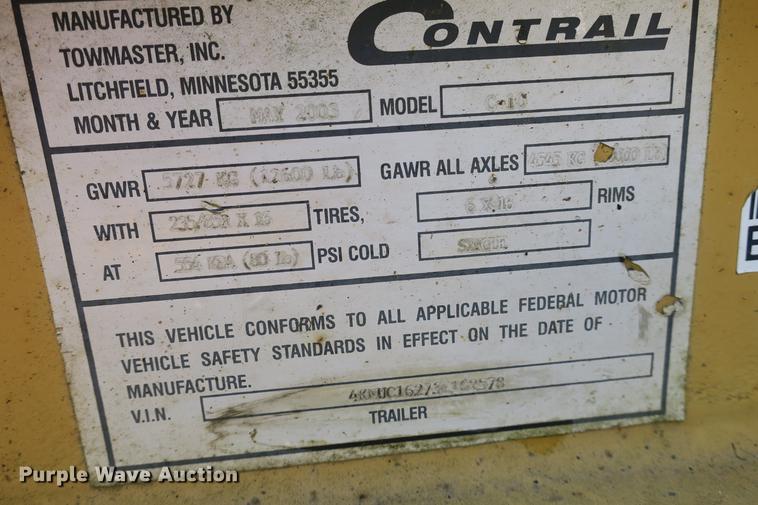 image for item EO9306 2003 Towmaster Contrail utility trailer