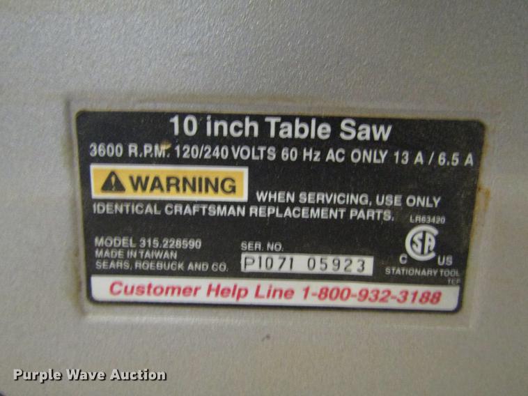 image for item BU9720 Craftsman 10" table saw