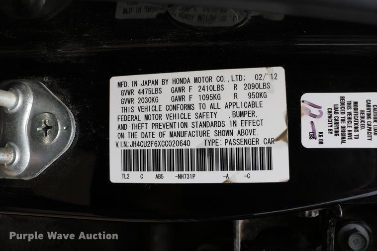 image for item DD4262 2012 Acura TSX