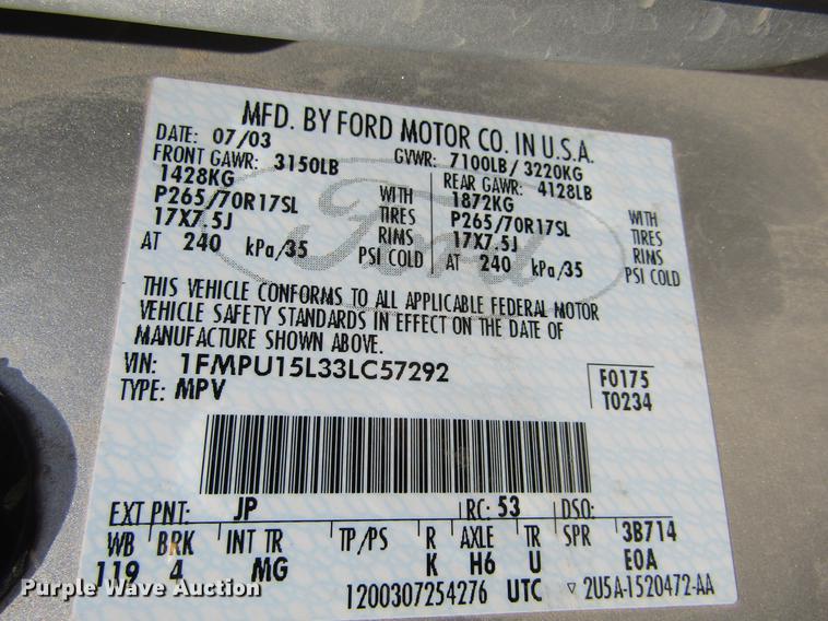 image for item DD5728 2003 Ford Expedition XLT SUV