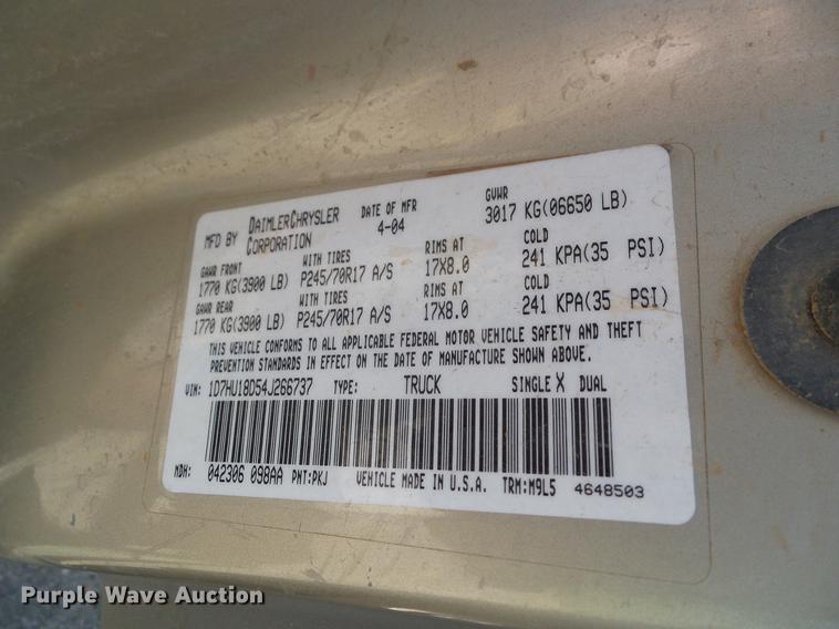 image for item DD8184 2004 Dodge Ram 1500 Quad Cab pickup truck