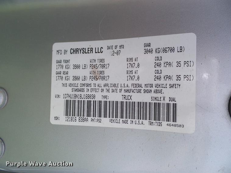 image for item DD8214 2008 Dodge Ram 1500 Quad Cab pickup truck