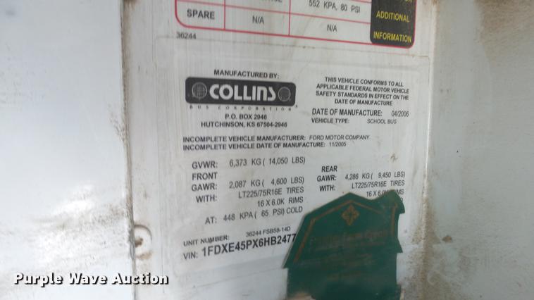 image for item DE7157 2006 Ford E450 school bus