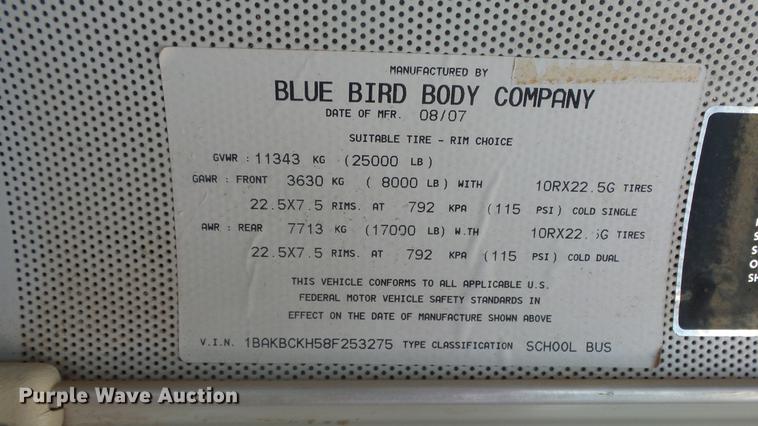 image for item DE7158 2008 Blue Bird Vision school bus