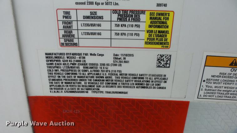 image for item EF9336 2016 Wells Cargo Ultra LAV mobile restroom