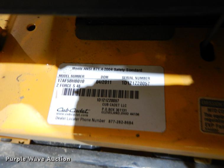 image for item EK9302 Cub Cadet Z-Force S ZTR lawn mower