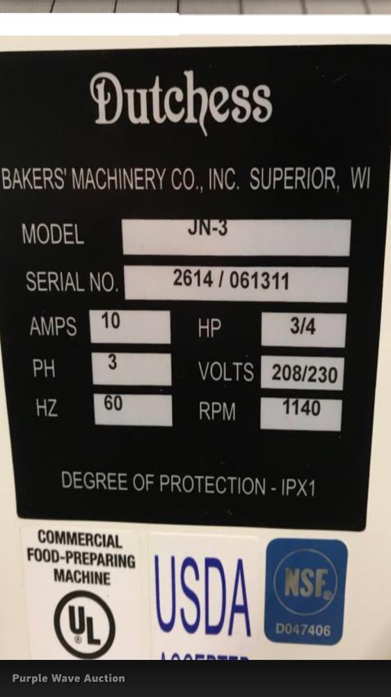 image for item G1198 Dutchess JN3 dough divider