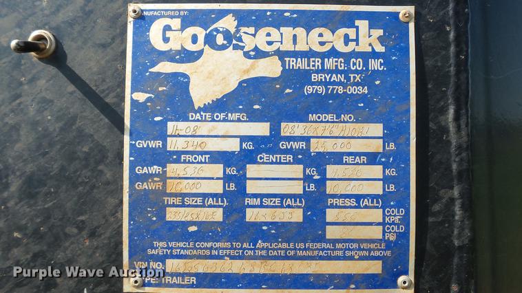 image for item DC4184 2008 Gooseneck Trailers livestock trailer