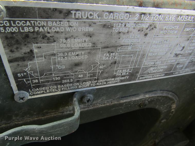 image for item DD8491 1993 Am General M35A3 flatbed truck