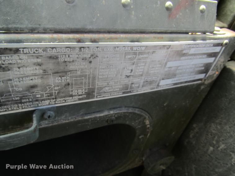 image for item DD8491 1993 Am General M35A3 flatbed truck