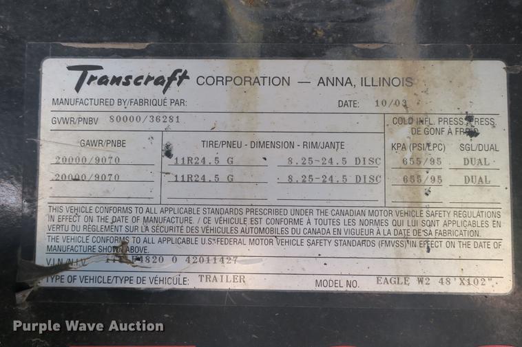 image for item DE3725 2004 Transcraft Eagle W2 flatbed trailer