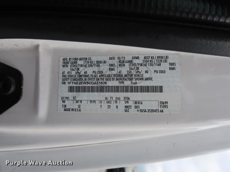 image for item AX9020 2012 Ford E250 van