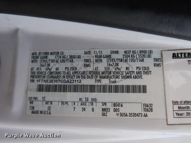 image for item AX9023 2012 Ford E250 van