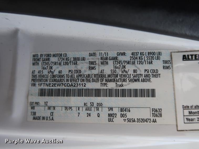 image for item AX9023 2012 Ford E250 van