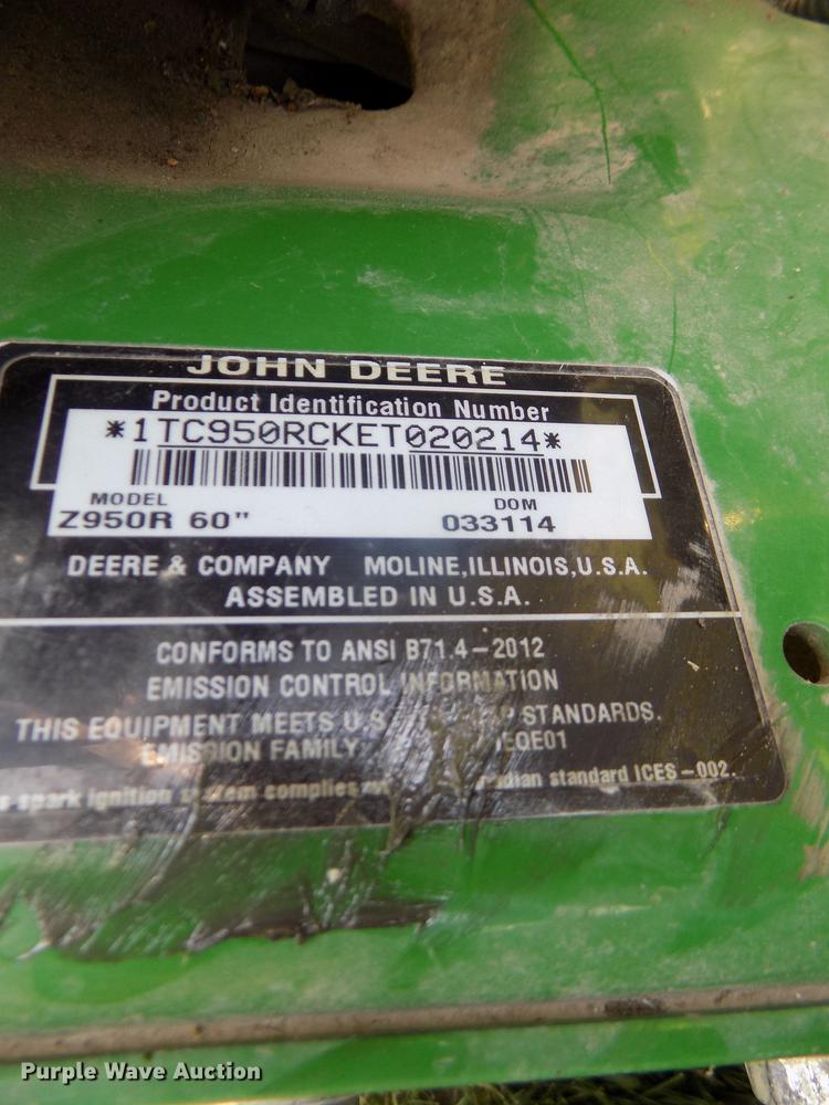 image for item DB8717 2014 John Deere Z950R ZTR lawn mower