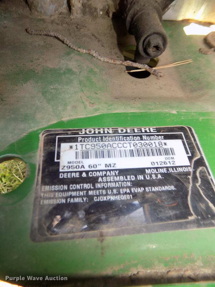 image for item DB8718 2012 John Deere Z950A ZTR lawn mower
