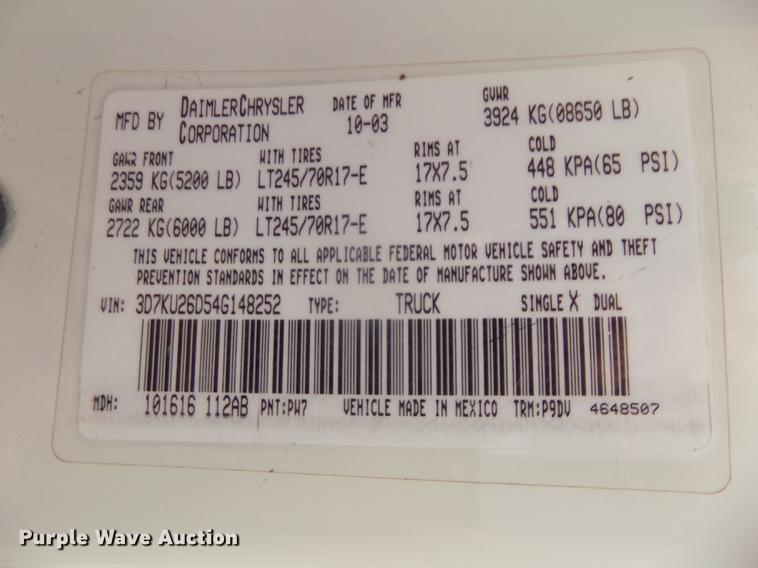 image for item DB8725 2004 Dodge Ram 2500 pickup truck