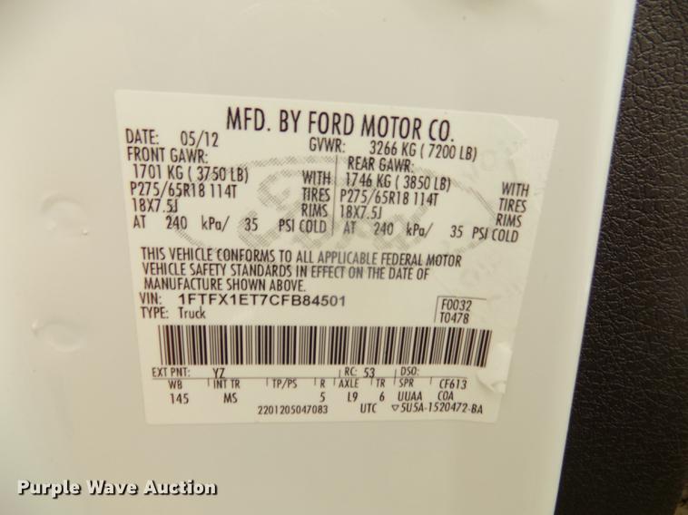 image for item DB8726 2012 Ford F150 XLT SuperCab pickup truck