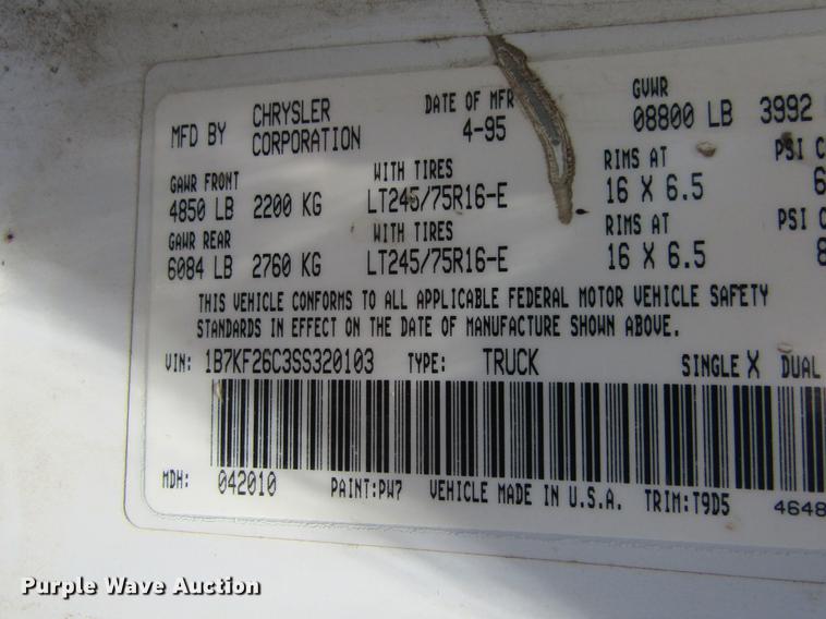 image for item DD5730 1995 Dodge Ram 2500 pickup truck