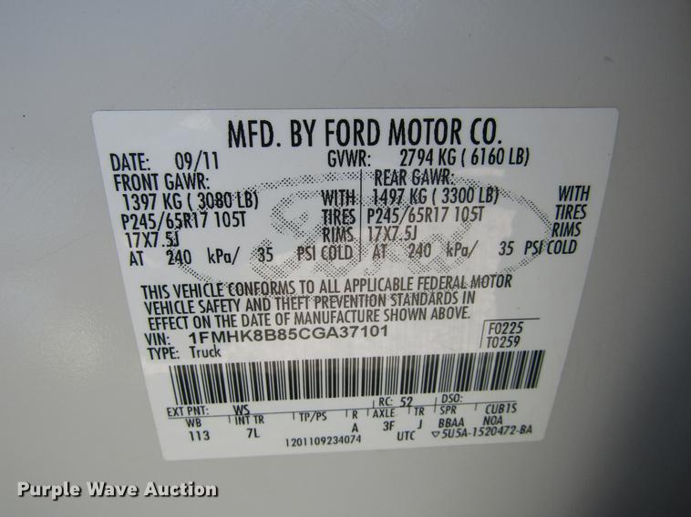 image for item DD5749 2012 Ford Explorer SUV
