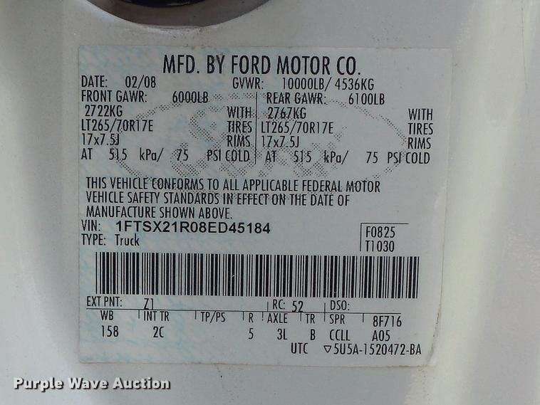 image for item DD7167 2008 Ford F250 Super Duty SuperCab pickup truck