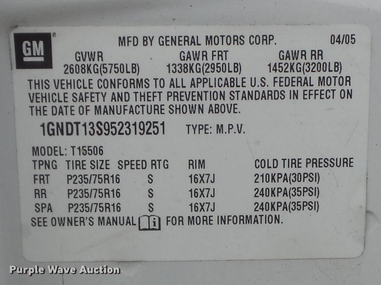 image for item DD7203 2005 Chevrolet TrailBlazer LS SUV