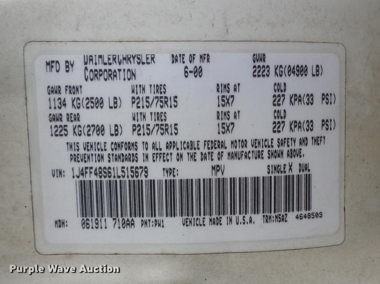 image for item DD7204 2001 Jeep Cherokee Sport SUV