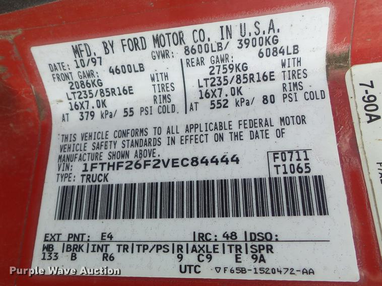 image for item DD7207 1997 Ford F250 HD XLT pickup truck