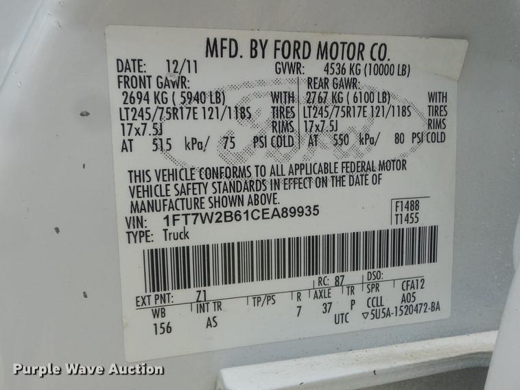 image for item DD7235 2012 Ford F250 Super Duty XL Crew Cab pickup truck