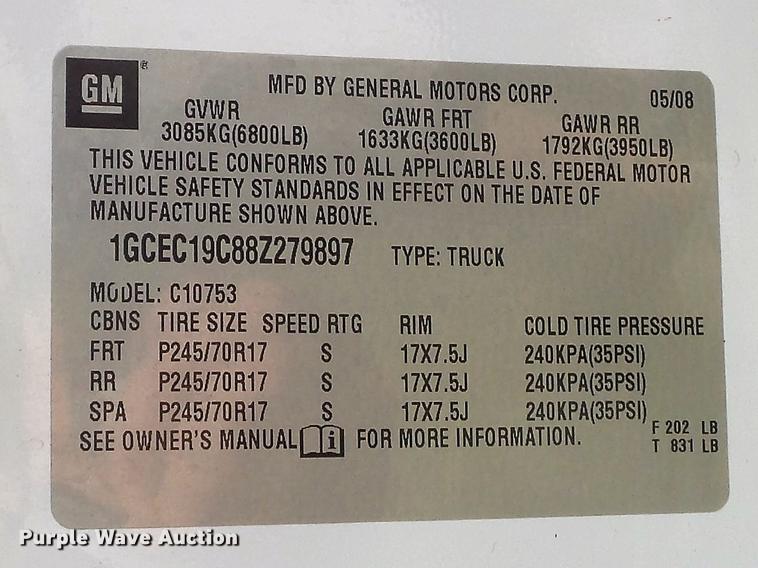 image for item DD7237 2008 Chevrolet Silverado 1500 Ext. Cab pickup truck