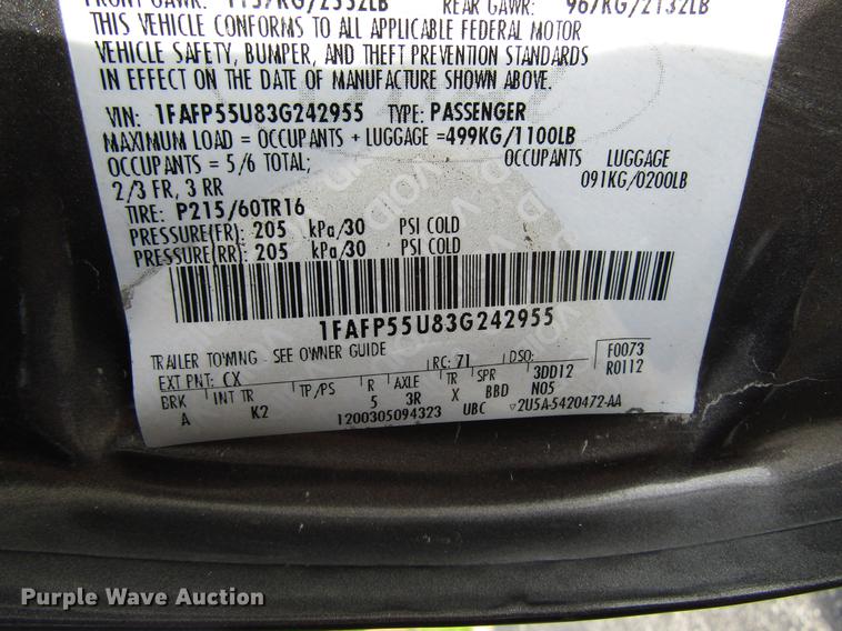 image for item DD7498 2003 Ford Taurus SES