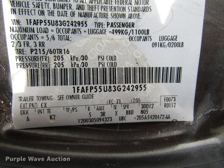 image for item DD7498 2003 Ford Taurus SES