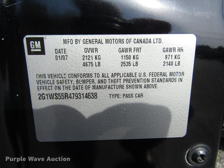 image for item DD7500 2007 Chevrolet Impala Police