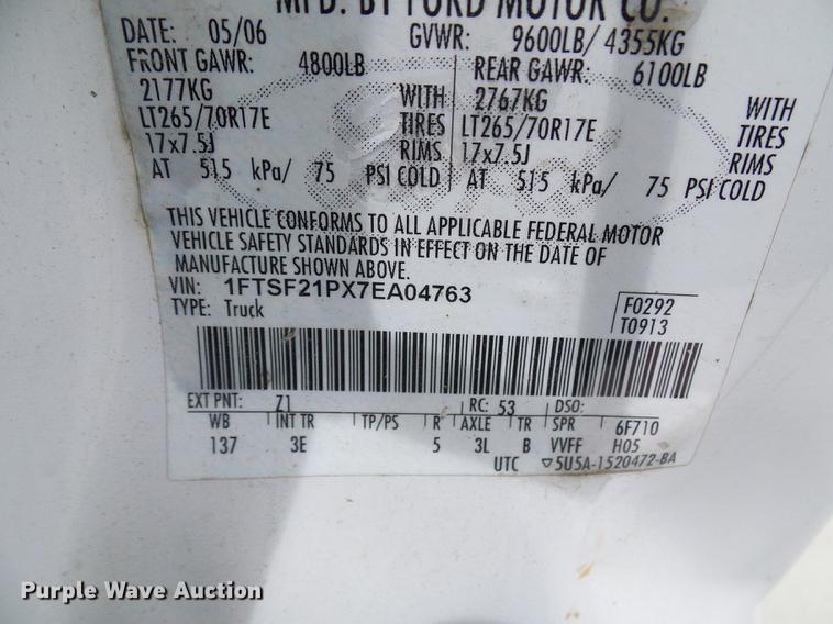 image for item DD8568 2007 Ford F250 Super Duty pickup truck