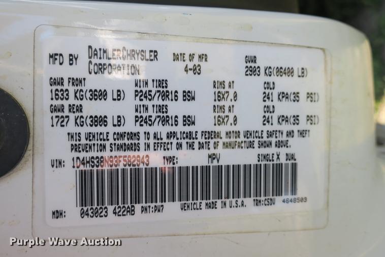 image for item DE3712 2003 Dodge Durango SXT SUV