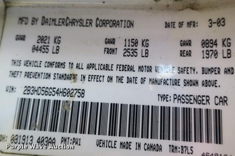 image for item DE3713 2004 Dodge Intrepid SXT