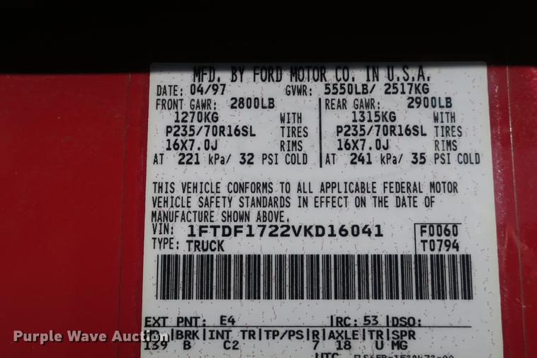 image for item DE3715 1997 Ford F150 XL pickup truck