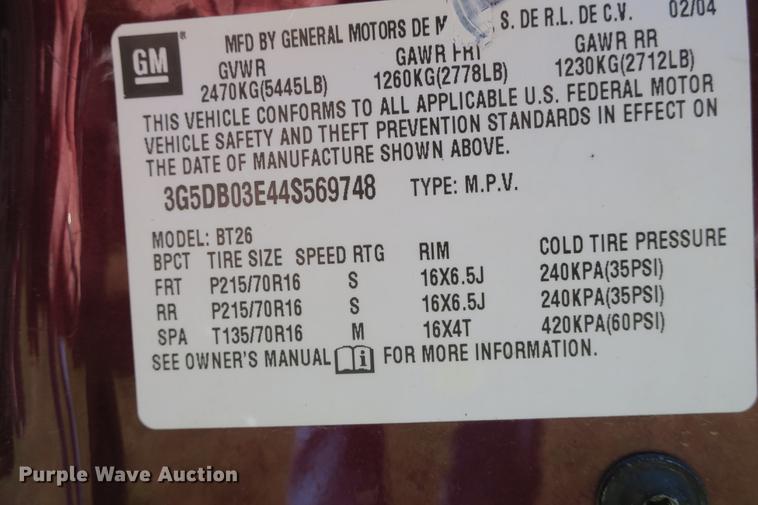 image for item DE3718 2004 Buick Rendezvous CX SUV