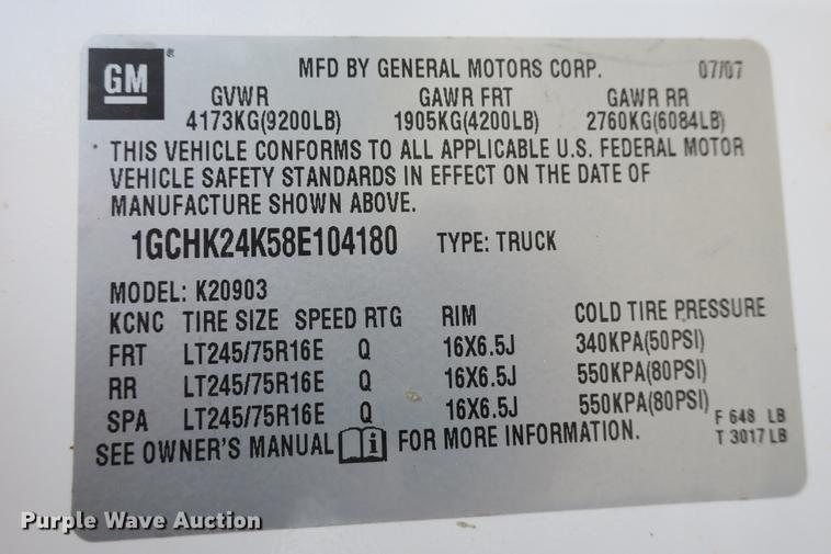 image for item DE3754 2008 Chevrolet Sliverado 2500HD pickup truck