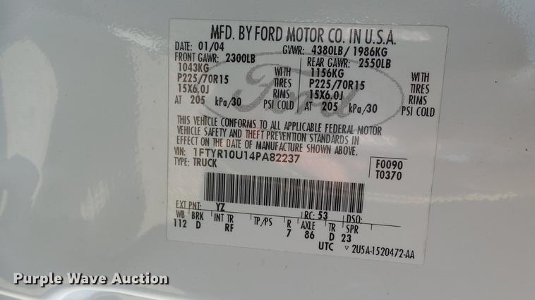 image for item DP9505 2004 Ford Ranger pickup truck
