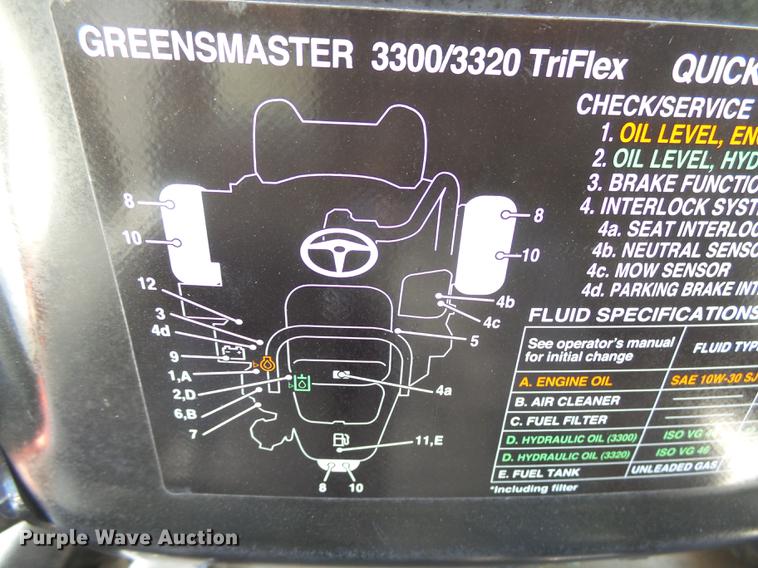 image for item DX9118 2012 Toro Greensmaster 3320 Triflex Hybrid turf groomer lawn mower