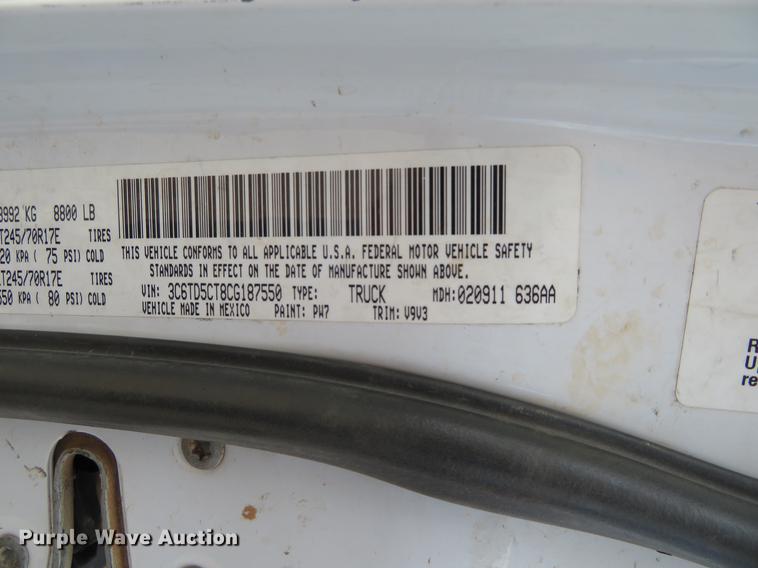 image for item EJ9635 2012 Dodge Ram 2500HD Crew Cab pickup truck