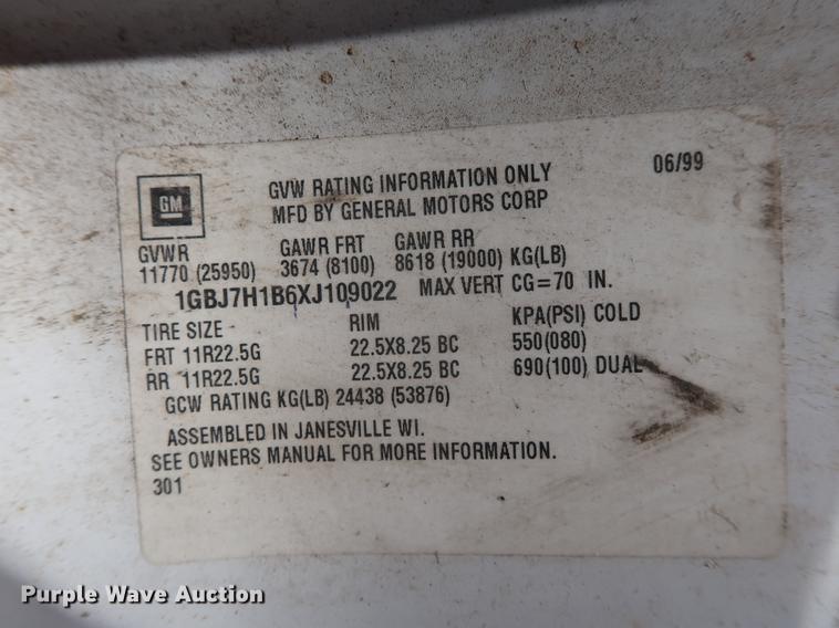 image for item EP9428 1999 Chevrolet C6500 box truck